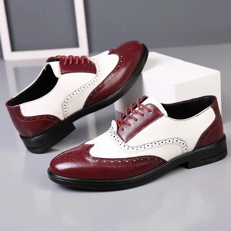 Retro Colored Men Block Carved Casual Shoes Male Business Dress Casual Shoe Trend