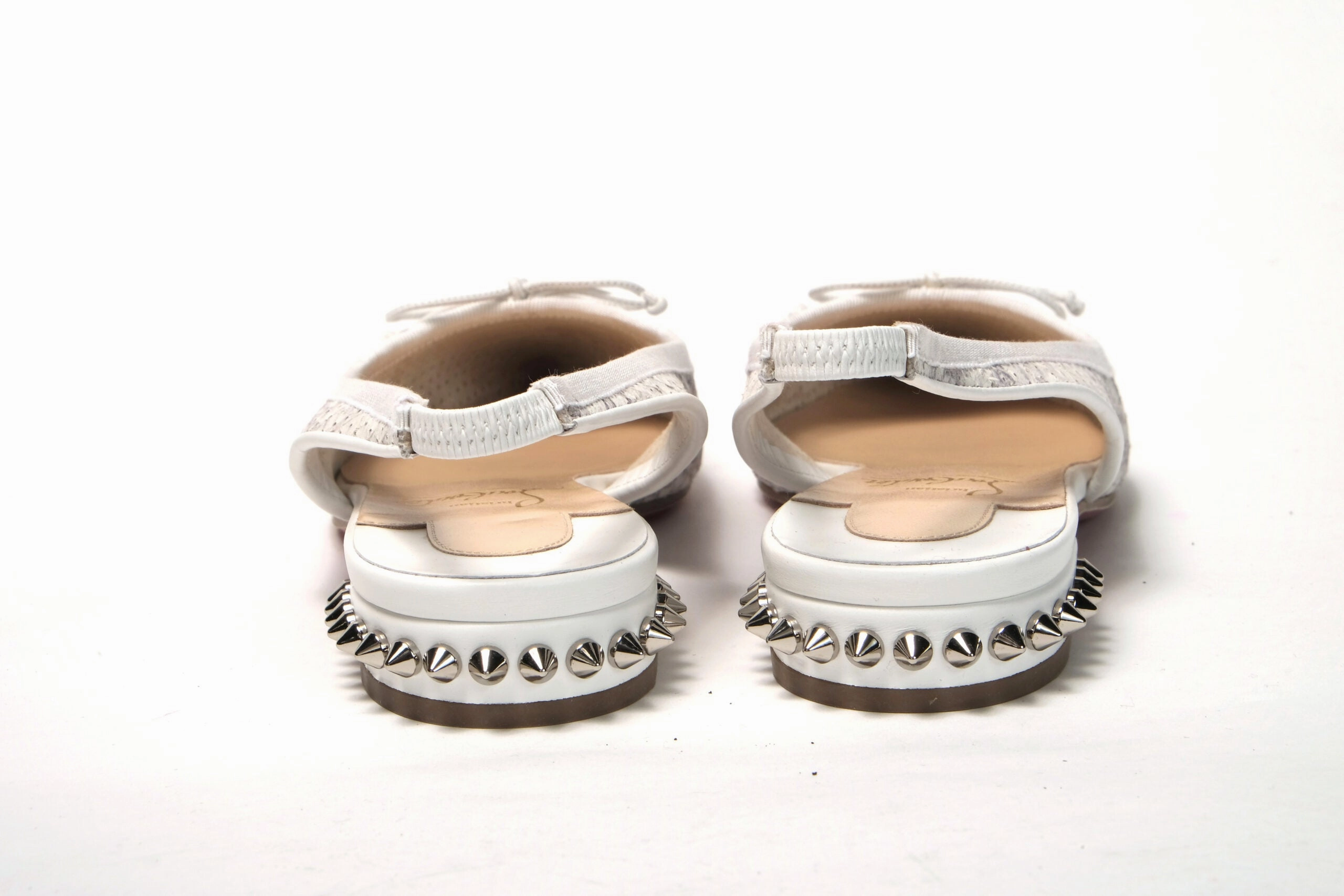 Christian Louboutin White Perforated Printed Flat Point Toe Shoe Best Orthopedic Shoes For Flat Feet