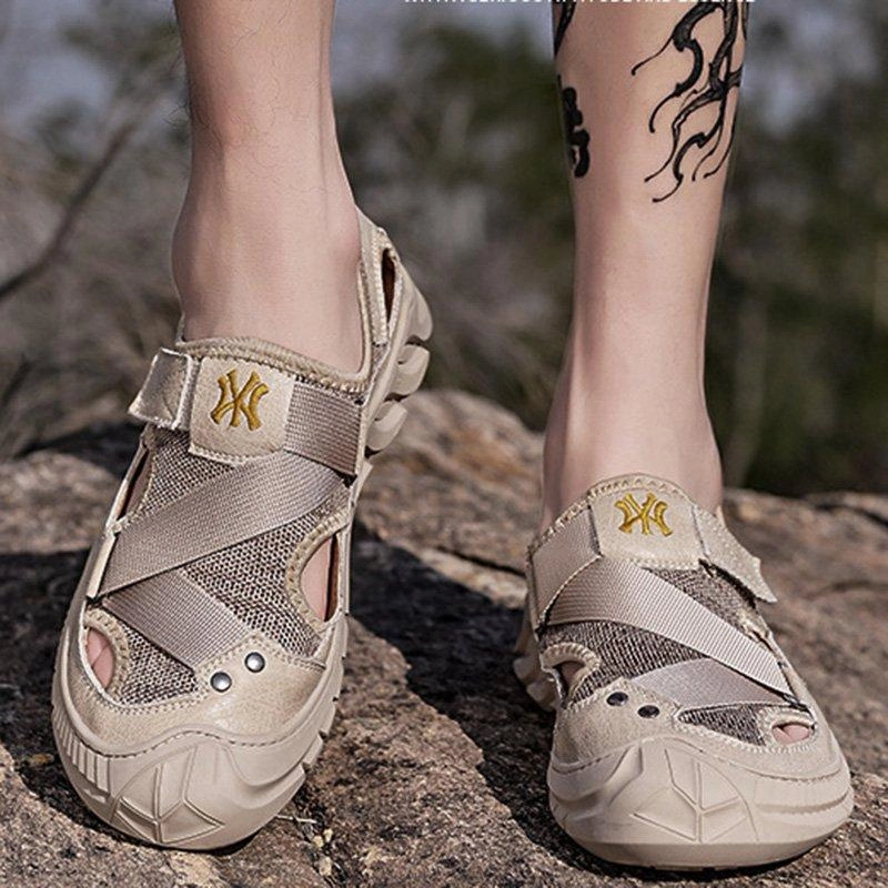 Ballet Flat Shoes With Ribbon Men Summer Flat Heel Casual Cowhide Leather Hiking Shoes