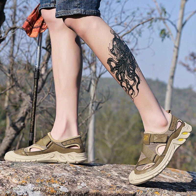 Shoes Fallen Arches And Flat Feet Men Summer Flat Heel Casual Cowhide Leather Hiking Shoes