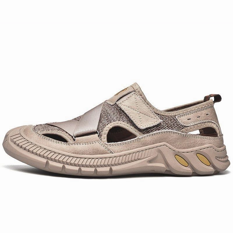 Men Summer Flat Heel Casual Cowhide Leather Hiking Shoes Most Comfortable Shoes For Nurses With Feet