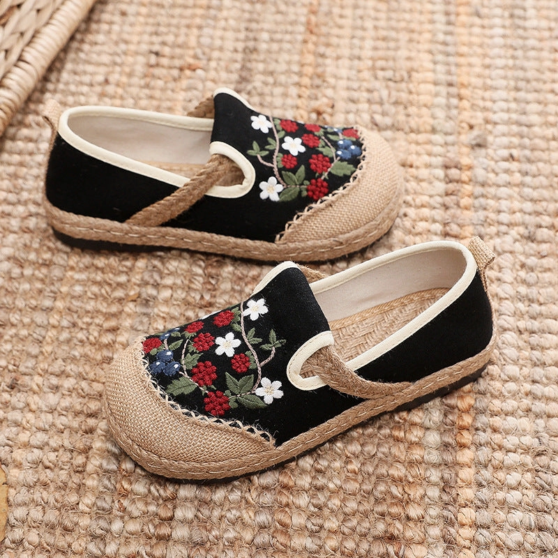 Ethnic Style Embroidered Cotton Linen Shoes Casual Shoes Size 12