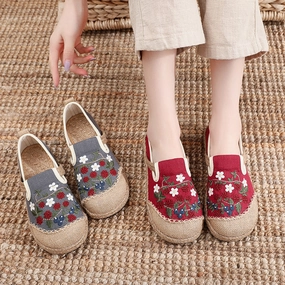 Casual Wear And Shoes Ethnic Style Embroidered Cotton Linen Shoes