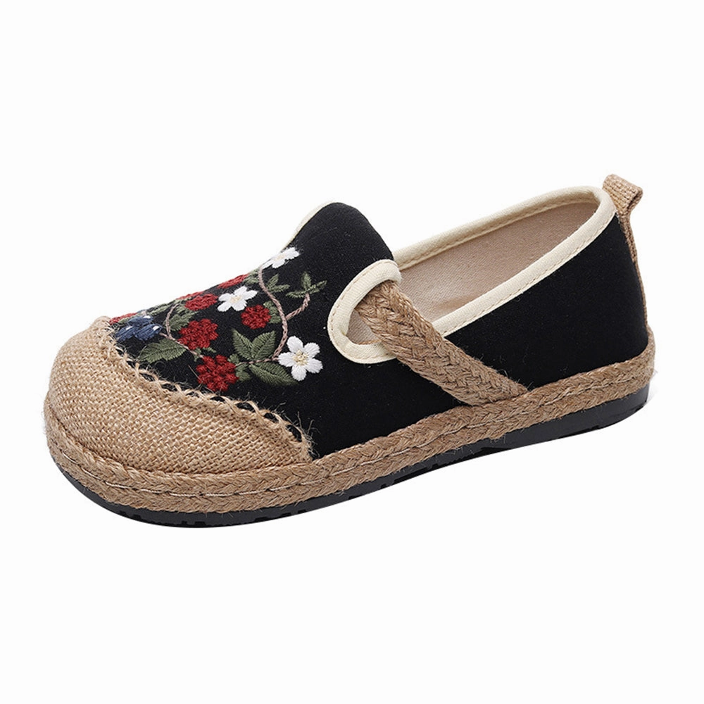 Solitaire Casual Espadrille Shoes Ethnic Style Embroidered Cotton Linen Shoes