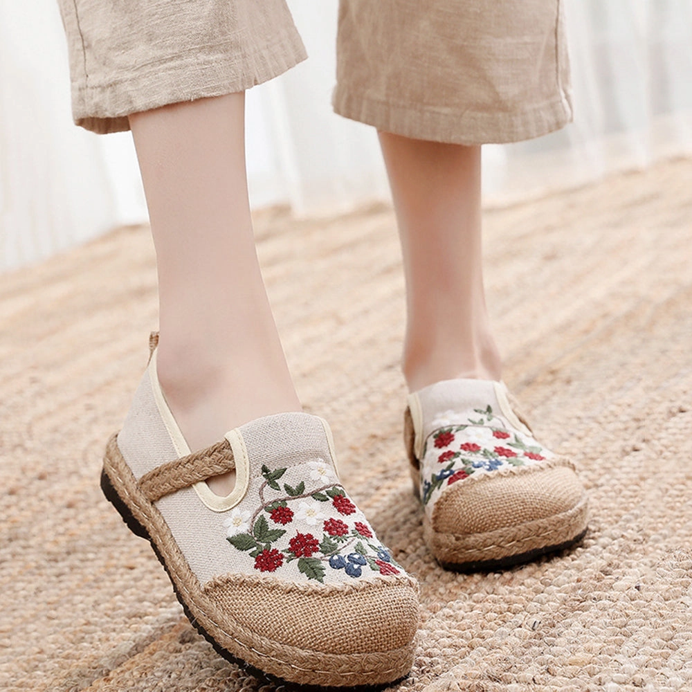 Ethnic Style Embroidered Cotton Linen Shoes Clarks Lace Casual Shoes