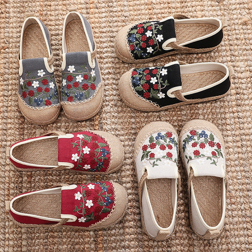 Shoes For Work Ethnic Style Embroidered Cotton Linen Shoes