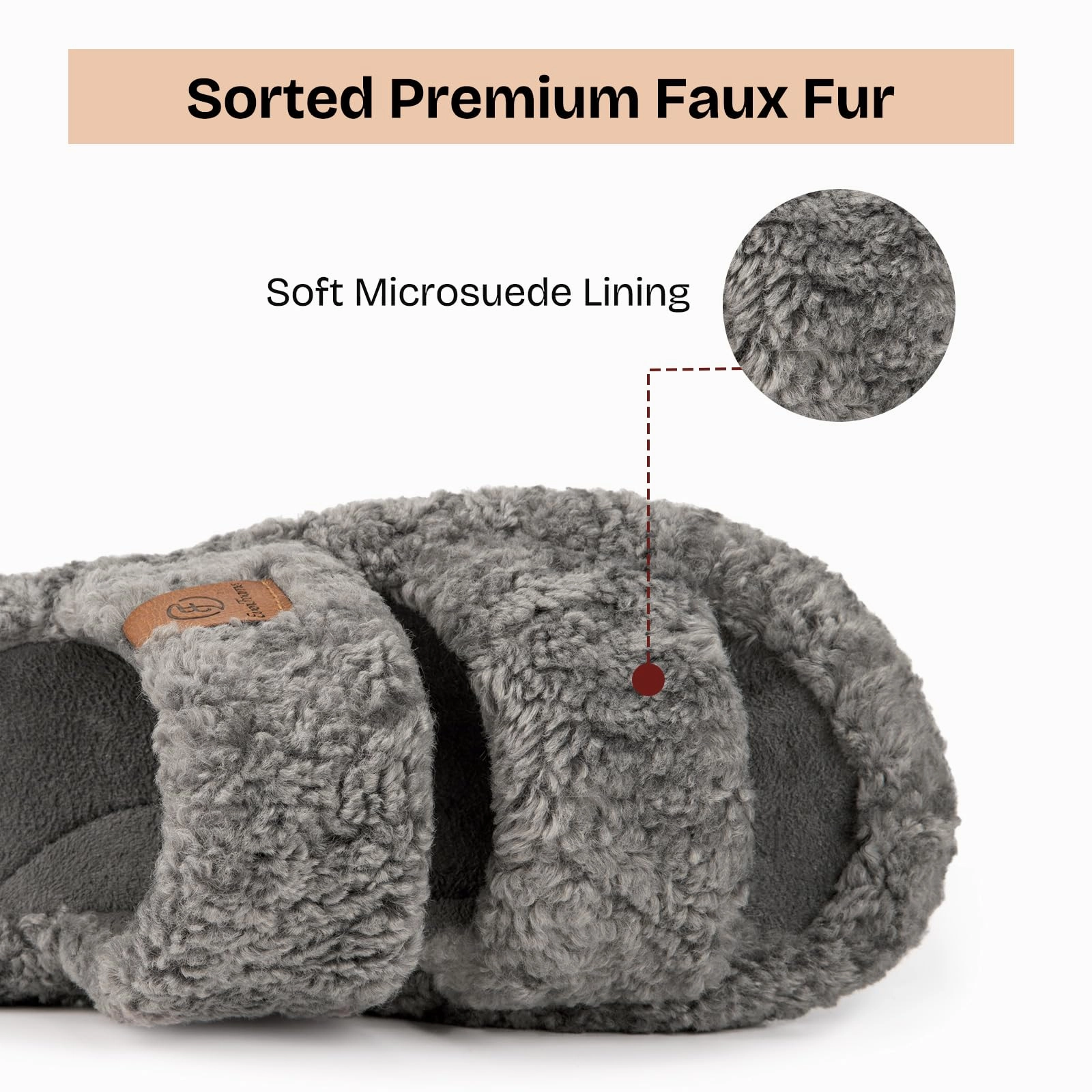 EverFoams Womens Fuzzy Open-toe Slippers Soft Comfy Memory Foam Indoor House Shoes Cool Gray,11-12 US Warm Fuzzy Slippers