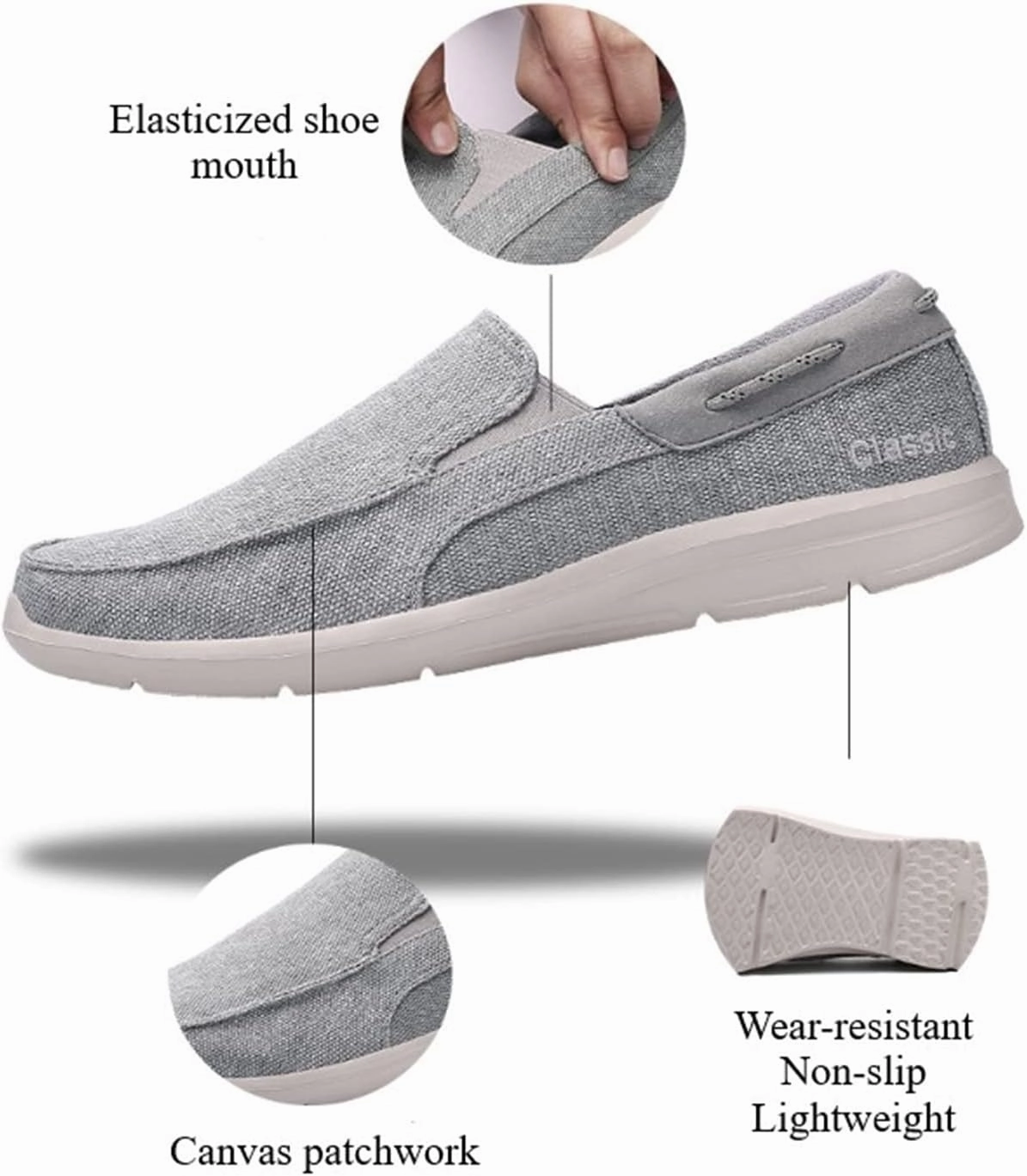 GRW Men Orthopedic Loafers Breathable Canvas Shoes Lightweight Casual Comfortable Walking Shoes Abella True Comfort Shoes Flats