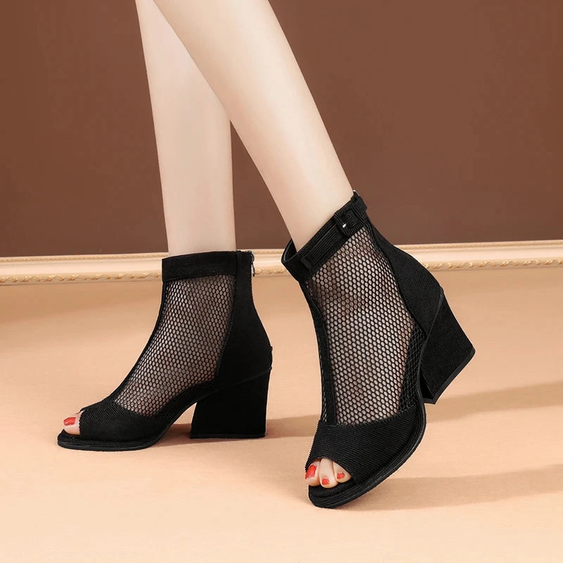 Fashion 7.5cm High Heel Back Zipper Peep Toe Sandals Sandals Arizona