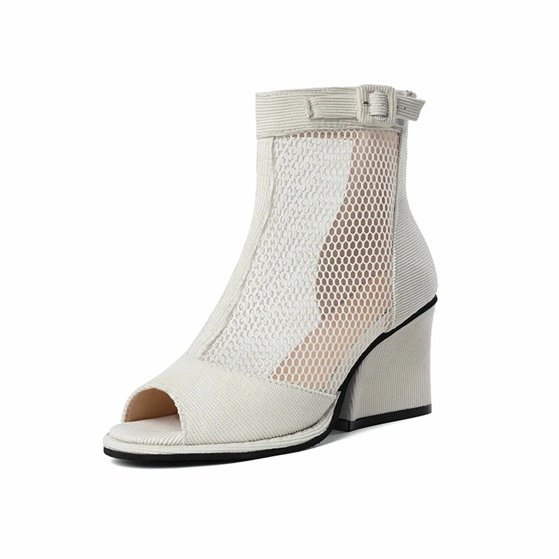 Sandals For Hiking And Water Fashion 7.5cm High Heel Back Zipper Peep Toe Sandals