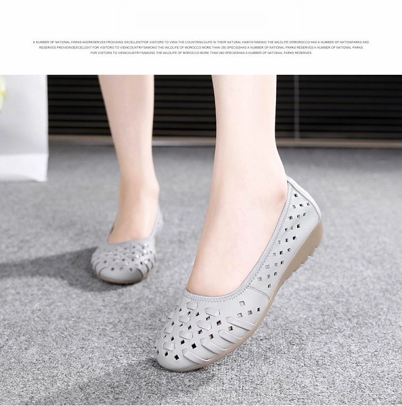 Homecoming Loafers Fashion Genuine Leather Casual Loafers Shoes Women Sandals Summer Shoes Flats with Hollow Out Size 35-43