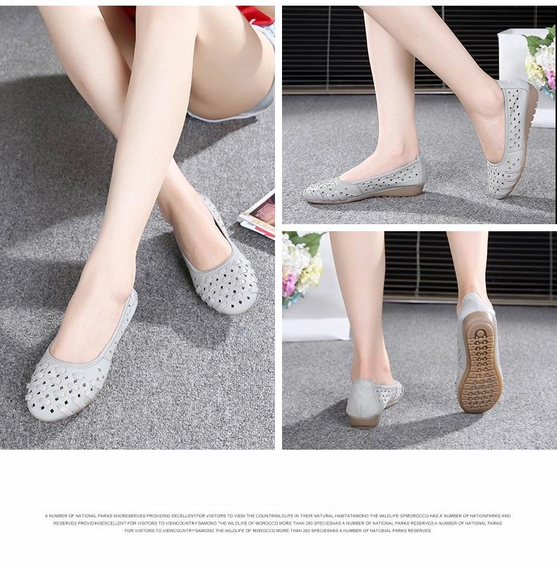 Caroline Loafers Fashion Genuine Leather Casual Loafers Shoes Women Sandals Summer Shoes Flats with Hollow Out Size 35-43