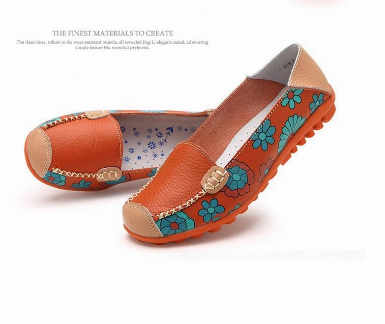 Fashion genuine leather women flats spring and autumn color block single shoes for woman casual mother shoes Men Business Casual Shoe