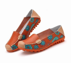 Fashion genuine leather women flats spring and autumn color block single shoes for woman casual mother shoes Best Formal Casual Shoes