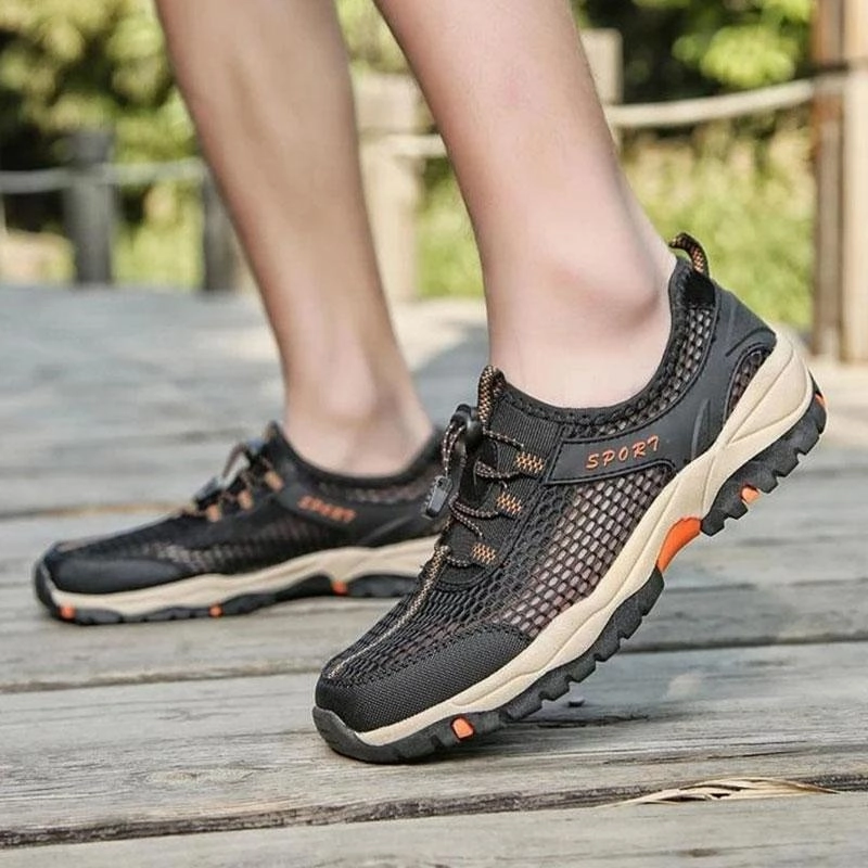 Men's Climbing Retro One Step Lazy Sneakers Closed Toe Leather Sandals