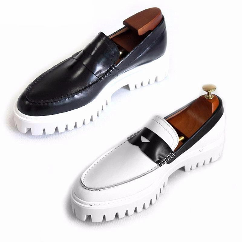 Slip On Suede Loafers Fashion Platform Creepers Slip On Luxury European White Designer Shoes Men High Quality Loafers Real Leather Genuine Large Size