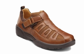 Leather Flat Pointed Shoes Dr. Comfort Beach Comber Mens Casual Shoe Chestnut US 7