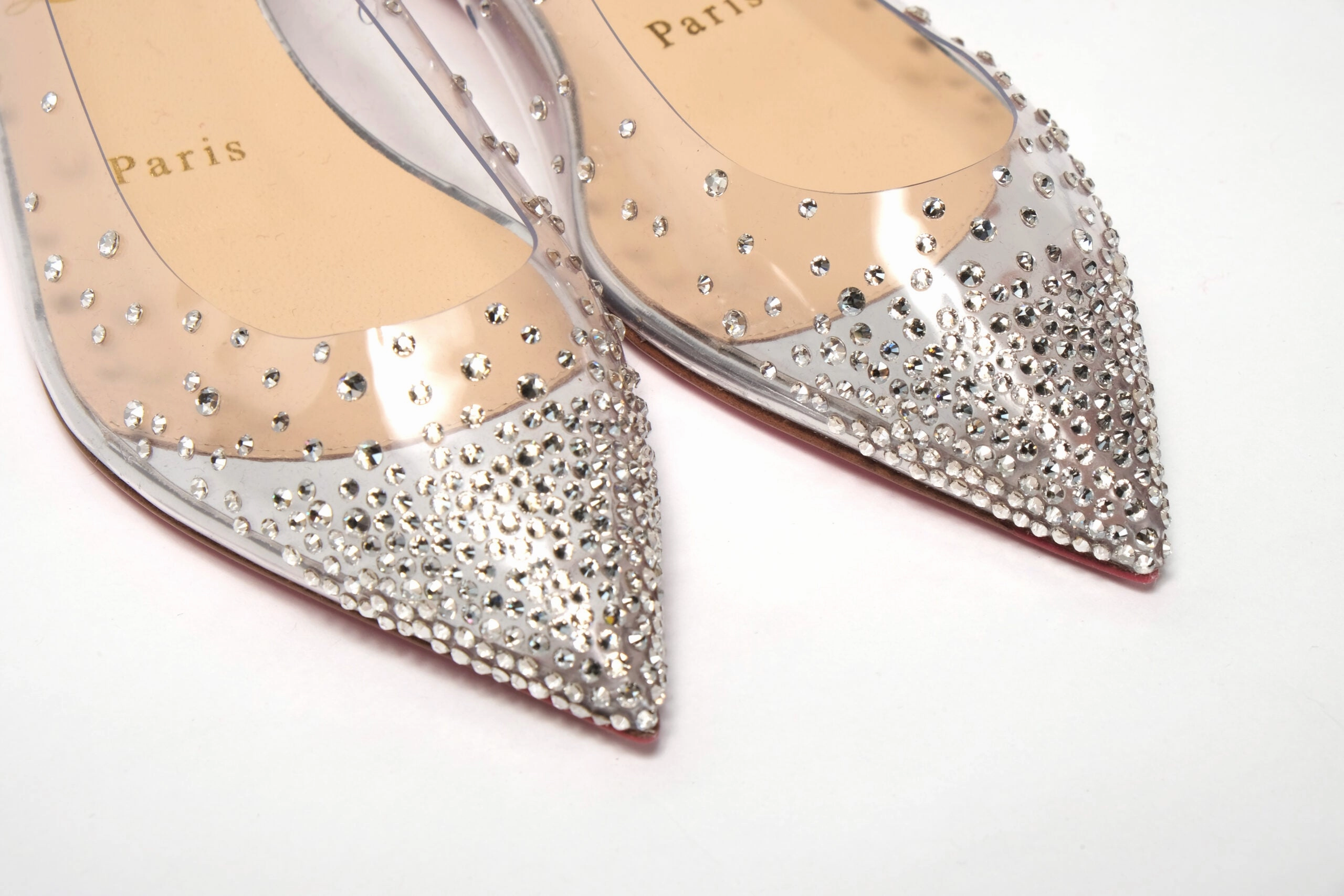 Fashion Nova Flat Shoes Christian Louboutin Silver Crystals Flat Point Toe Shoe