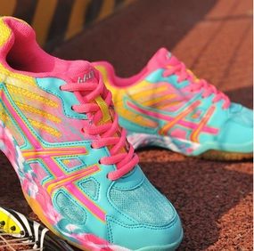 Female Colourful Value Badminton Shoes - Blue/Pink All Asics Volleyball Shoes