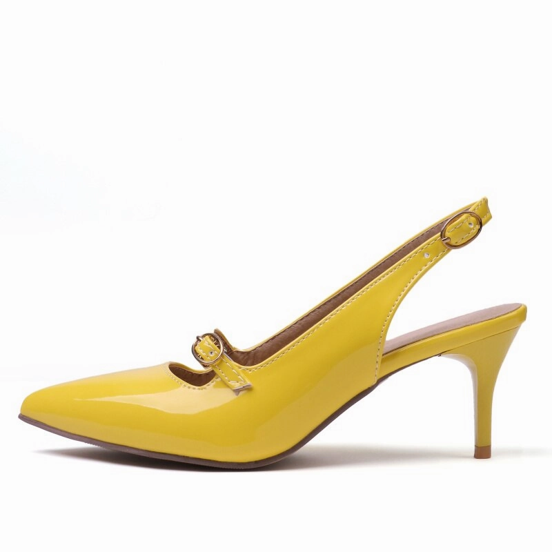 Amozae Summer Women's Sandals Large Size 45 Red Nude Heels Sandals Fashion Pointed Toe Slingback Mule Party Office Wedding Shoes Female Sandals Leather Slides