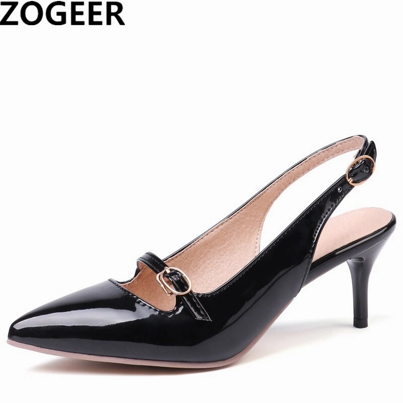 Amozae Summer Women's Sandals Large Size 45 Red Nude Heels Sandals Fashion Pointed Toe Slingback Mule Party Office Wedding Shoes Female Icon Sandals