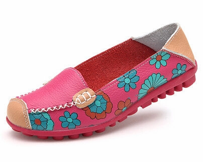 Fashion genuine leather women flats spring and autumn color block single shoes for woman casual mother shoes Best Business Casual Shoes For Winter