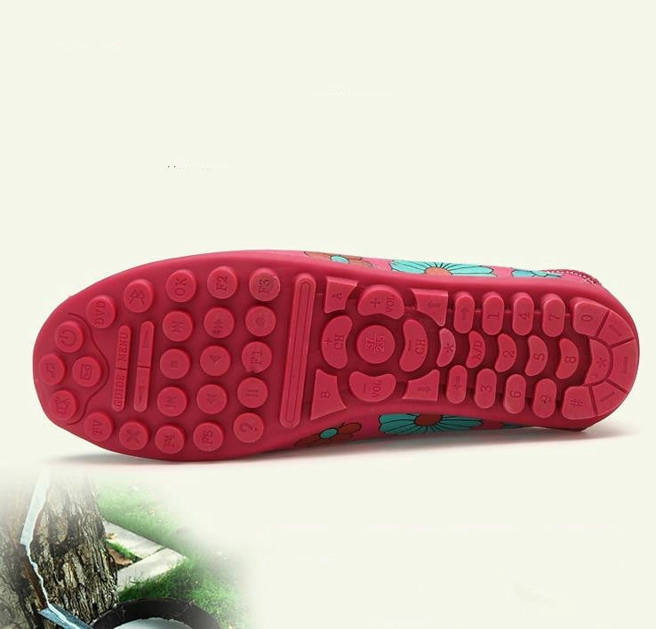 Fashion genuine leather women flats spring and autumn color block single shoes for woman casual mother shoes Soccer Casual Shoes