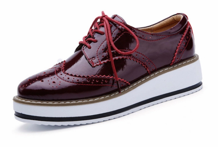 Women Leather Flats Lace Up Footwear Flat Oxford Shoes On Shoes Casual