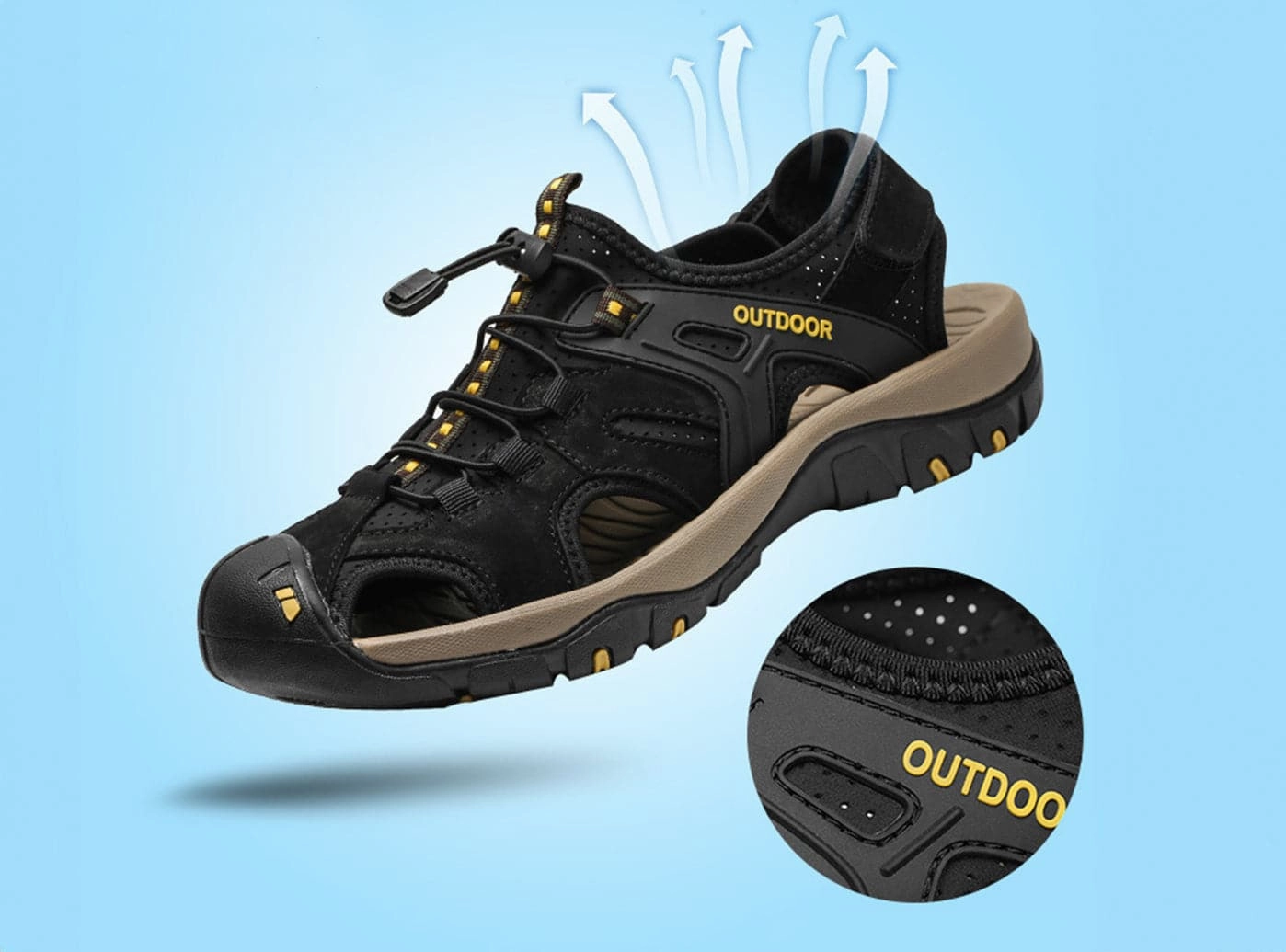 FitVille Men's TrekToe Sandals V2 Wedges Sandals