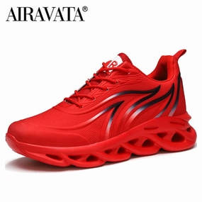 Flame Printed Sneakers Flying Weave Sports Shoes Wide Toe Box Walking Sneakers