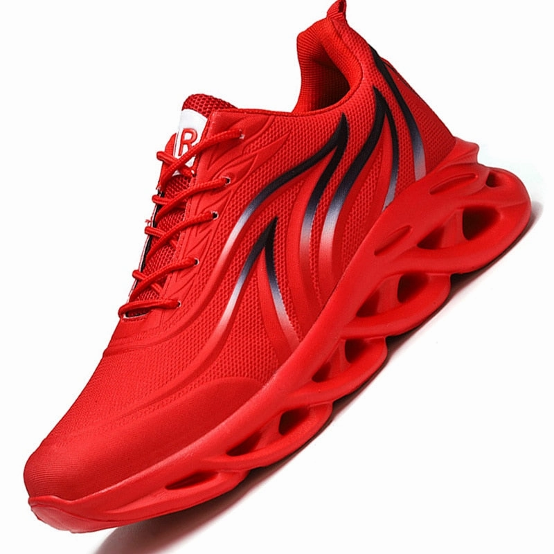 Flame Printed Sneakers Flying Weave Sports Shoes Sneakers Metallic