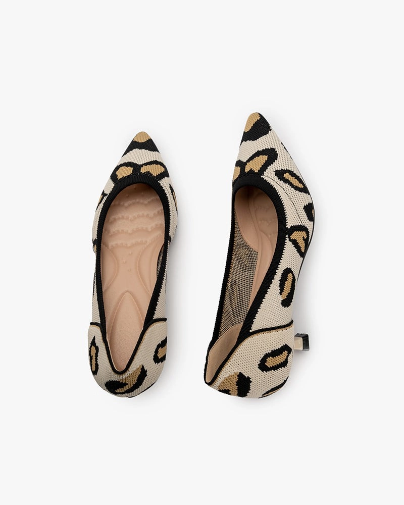 Leopard Pattern Pointed-Toe Kitten Heels Going Out Flat Shoes