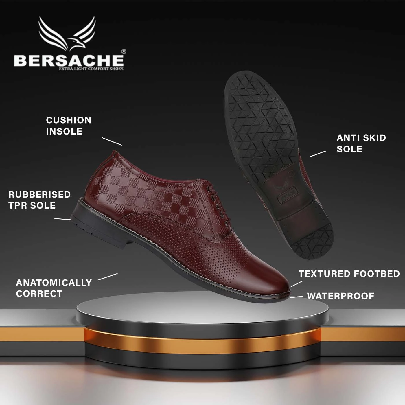 Nut Logo Slippers Bersache Comfortable Formal Outdoor Stylish Officewear Partywear Shoes For Men 9097(Brown)