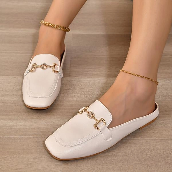 Women's Fashionable Half Slippers with Metal Buckle 54205963S Xx Wide Slippers