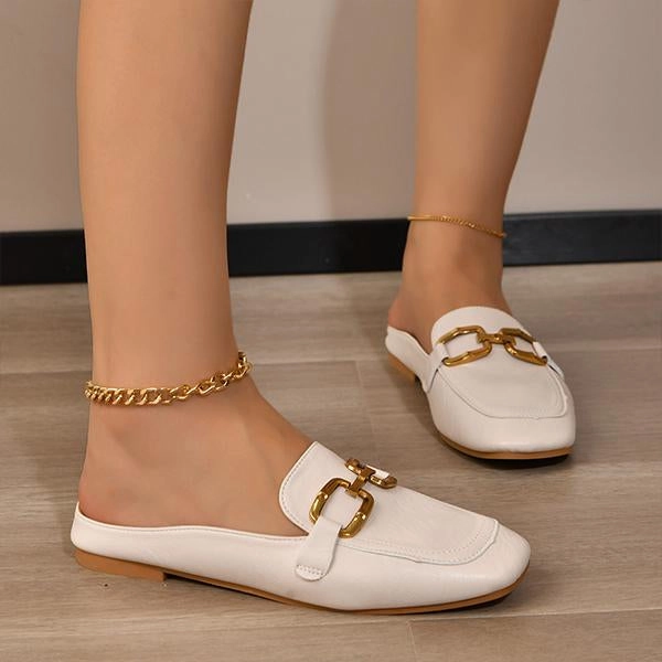 Polishing Slippers Women's Fashionable Half Slippers with Metal Buckle 54205963S