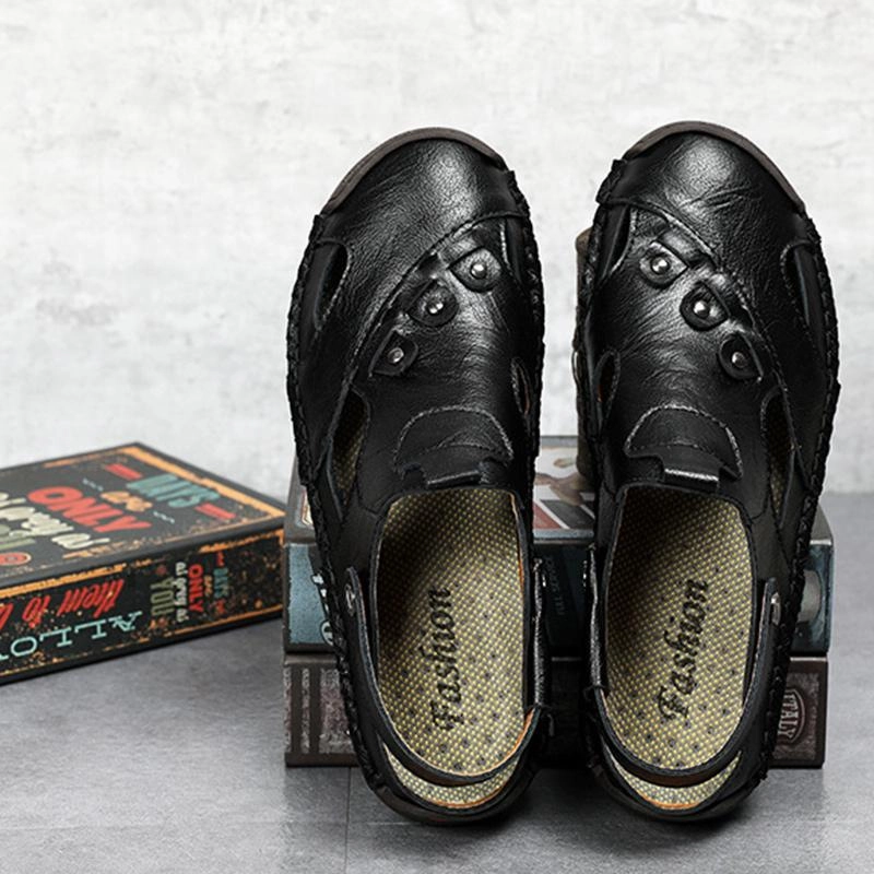 Men Summer Genuine Leather Beach Sandals Slippers Gemma Mule Slippers