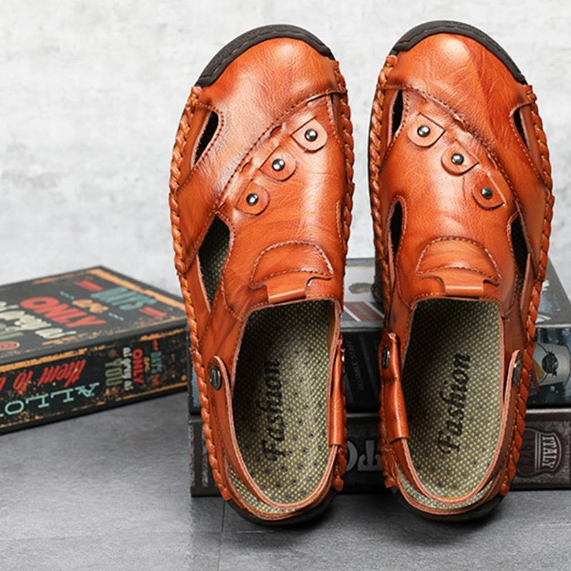 Animal Fluffy Slippers Men Summer Genuine Leather Beach Sandals Slippers