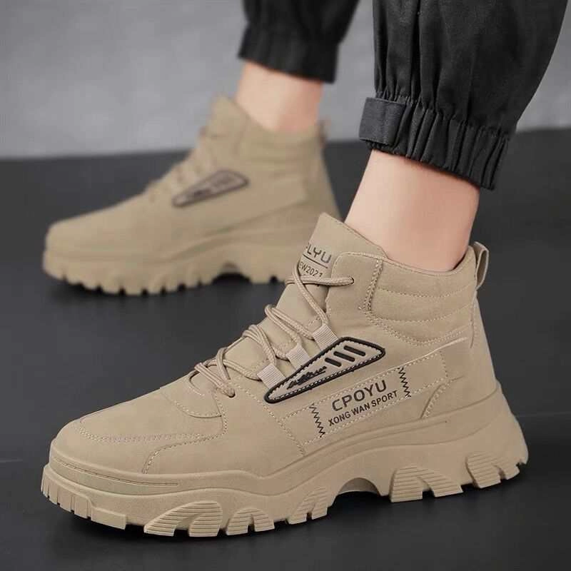 men workwear shoes high top Breathable high top workwear shoes for men anti slip Casual Relax Shoes