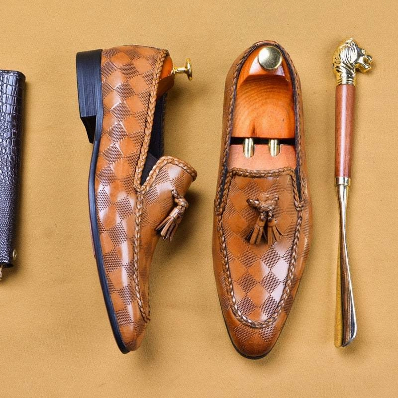 Formal Men's Shoes Genuine Leather Tassel Loafers Dress Shoes Amazon Loafers