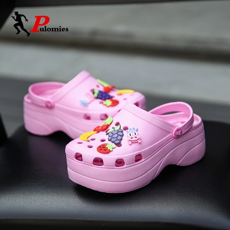 Amozae-Back to college Summer Women Clogs Quick Dry Wedges Platform Garden Shoes Beach Sandals Home Slippers Thick Sole Increased Flip Flops For Women 4 Inch Flip Flops