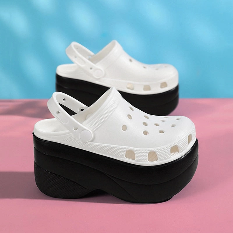 Flip Flops Closed Toe Amozae-Back to college Summer Women Clogs Quick Dry Wedges Platform Garden Shoes Beach Sandals Home Slippers Thick Sole Increased Flip Flops For Women