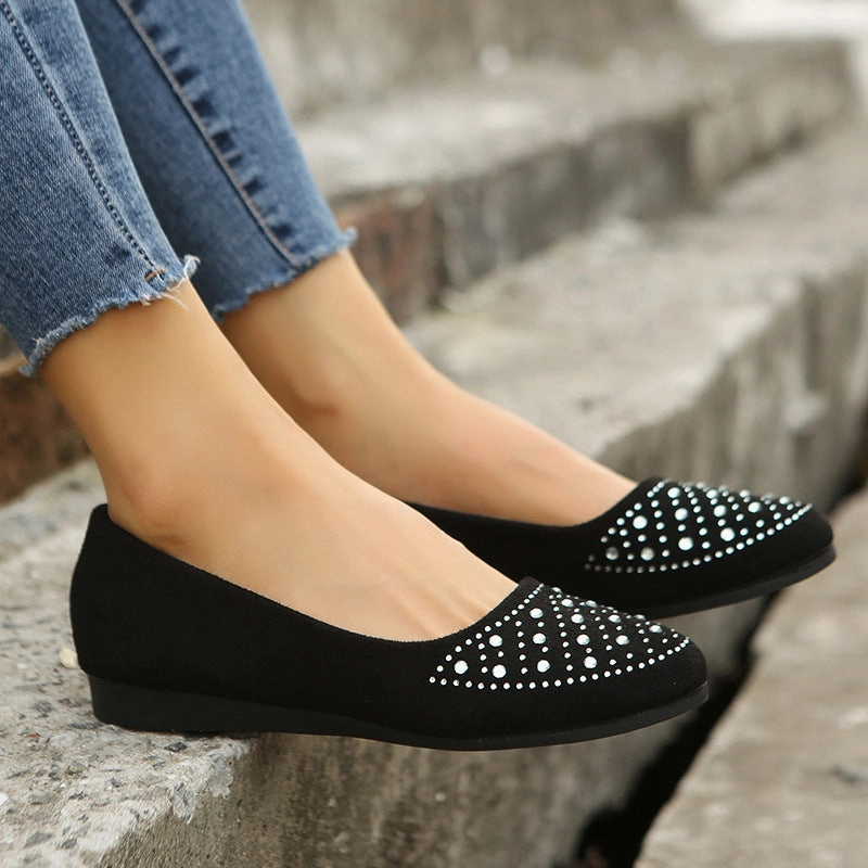 Fshion Flats Shoes With Rhinestones Casual Round Toe Loafers Cozy Shoes For Women Loafers Summer