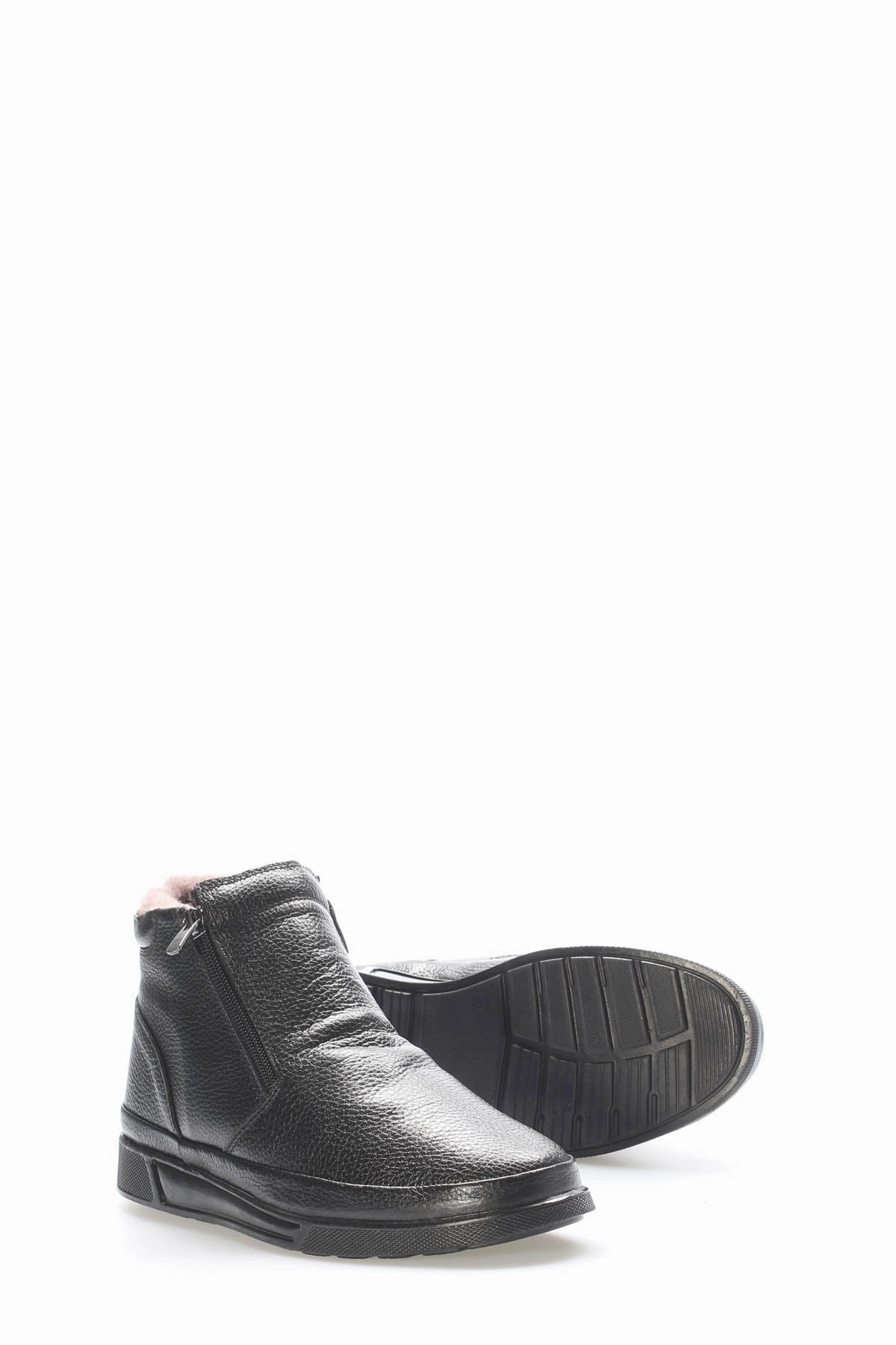 Casual Teenage Shoes FST Genuine Leather Fur-Lined Men's Casual Boot 724KMA22 Black - Bayonne