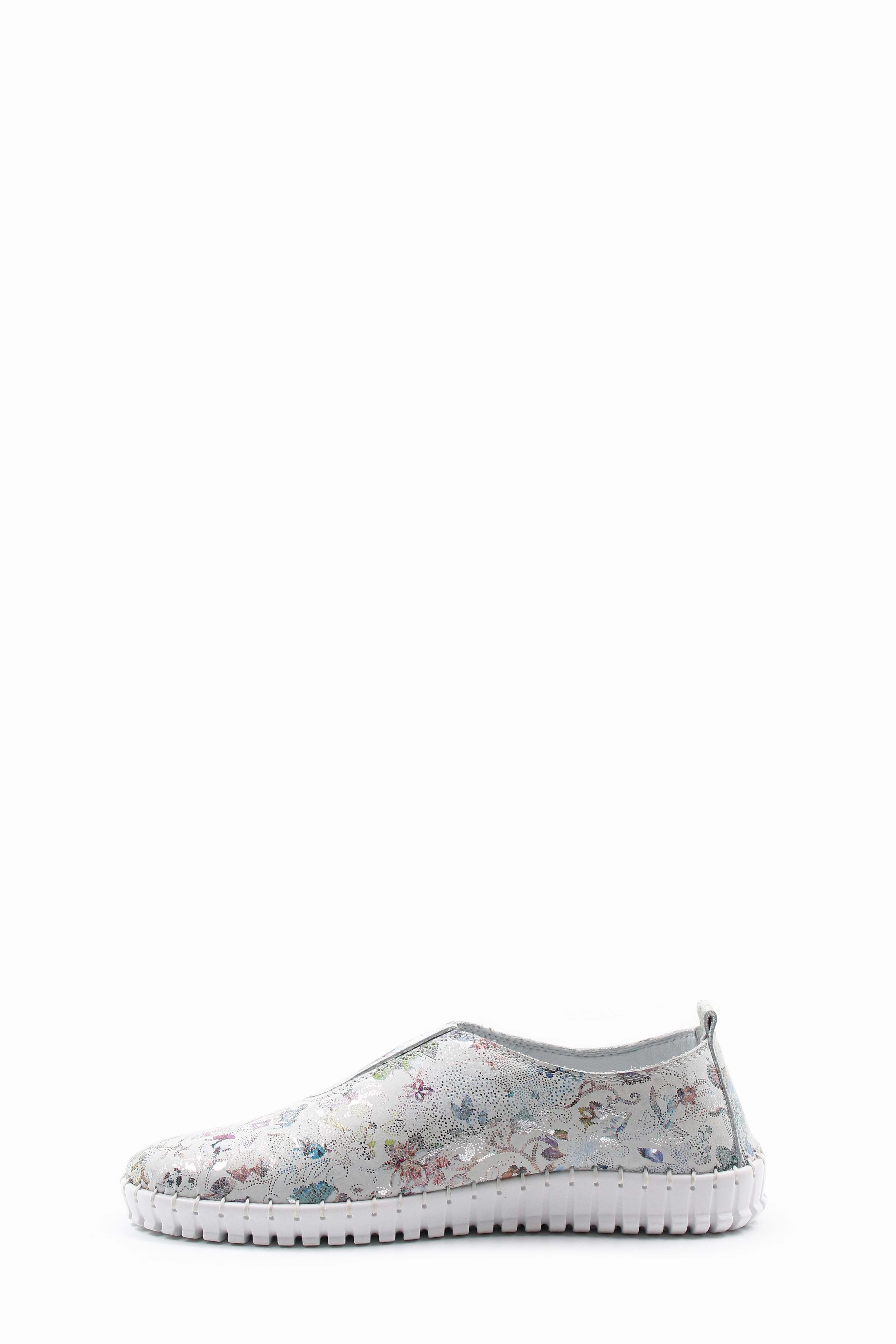 Plain Toe Oxford Casual Lace Up Shoe FST Genuine Leather Women's Casual Shoes 934ZA106 White Floral - Urmston