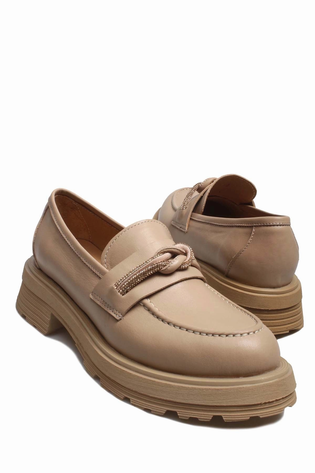 FST Genuine Leather Women's Casual Shoes 965ZA3100 Cream - Kettering Slip On Business Casual Shoes