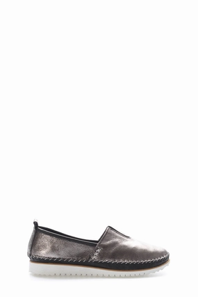 FST Genuine Leather Women's Casual Slippers 972ZA108 Platinum - Monterotondo Shoes For Dresses Casual