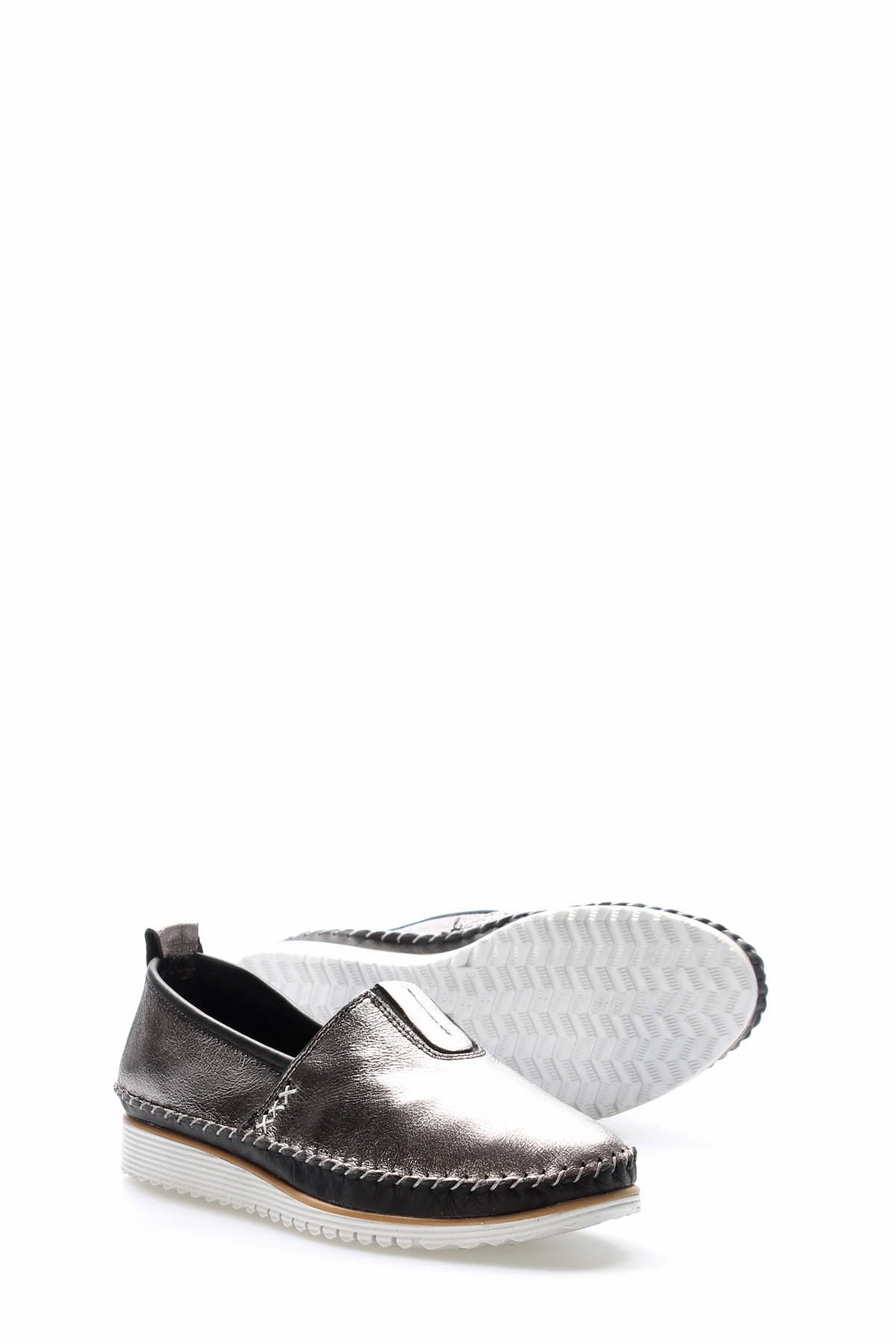 FST Genuine Leather Women's Casual Slippers 972ZA108 Platinum - Monterotondo Business Casual Shoes Nearby