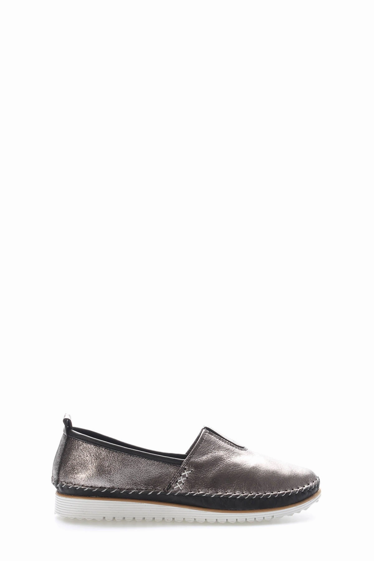 FST Genuine Leather Women's Casual Slippers 972ZA108 Platinum - Monterotondo Casual Slip On Shoes Wide Width