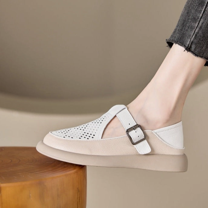 Top 5 Casual Shoes Women's Cut-out Comfort Closed-toe Leather Sandal