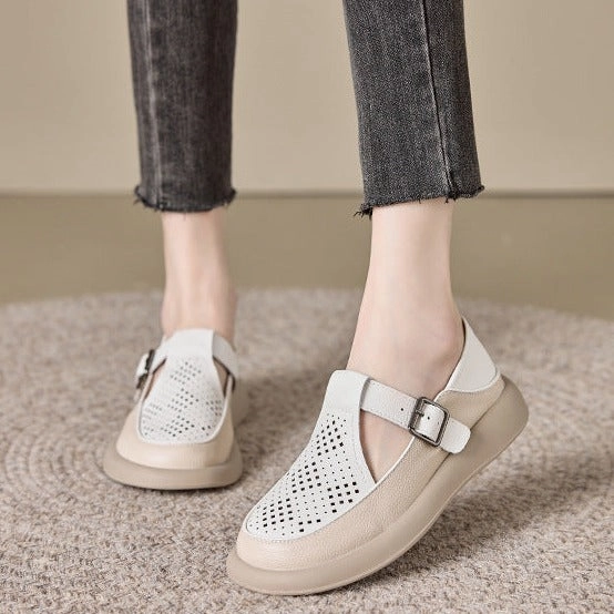 Women's Cut-out Comfort Closed-toe Leather Sandal Gel 1130 Casual Shoes